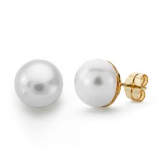 18K PENDIENTES PERLA BOTON 10 A 11 MM PRESION