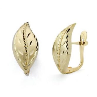 18K PENDIENTES HOJA LAPIDADOS 18X8 MM