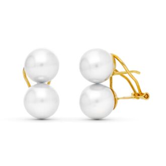 18K PENDIENTES ORO AMARILLO PERLA SINTETICA 9 MM CIERRE CATALÁN