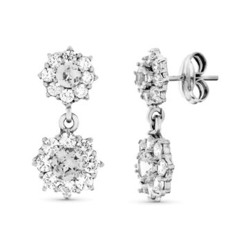 18K PENDIENTES ORO BLANCO CUAJO CIRCONITAS CIERRE PRESIÓN