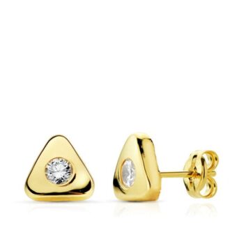 18K PENDIENTES ORO AMARILLO TRIANGULO CIRCONITA7X7 MM