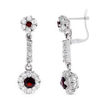 18K PENDIENTES ORO BLANCO CUAJOS CIRCONITAS 33X10 MM CIERRE CATALÁN