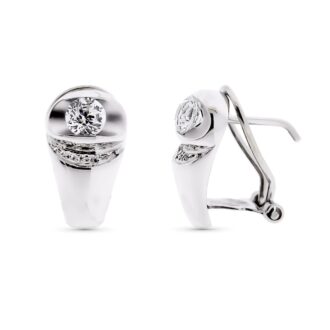 18K PENDIENTES ORO BLANCO CIRCONITAS 14X9 MM CIERRE OMEGA