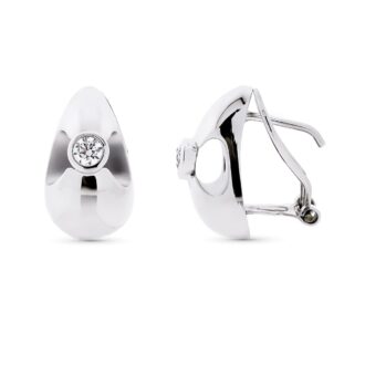 18K PENDIENTES ORO BLANCO CIRCONITAS 16X9 MM CIERRE OMEGA