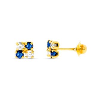 18K PENDIENTES ORO AMARILLO ZAFIROS Y CIRCONITAS