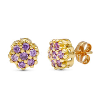 18K PENDIENTES ORO AMARILLO CIRCONITAS AMATISTA 9 MM