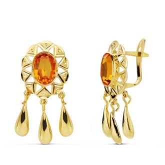 18K PENDIENTES CUBANAS TOPACIO 25X12 MM