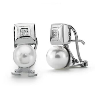 18K PENDIENTES PERLA CULTIVADA 7 MM14X7 MM ORO BLANCO