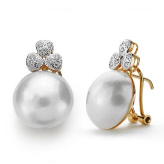 18K PENDIENTES PERLA JAPONESA 14 MM OMEGA