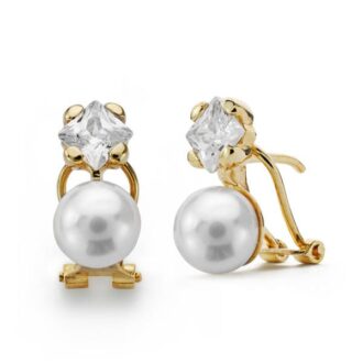 18K PENDIENTES PERLA CULTIVADA 7.5 A 8 MM