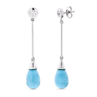 18K PENDIENTES ORO BLANCO LARGOS TURQUESA 1 CIRCONITA