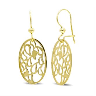 18K PENDIENTES ORO AMARILLO LARGOS OVAL CALADOS