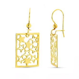 18K PENDIENTES ORO AMARILLO LASER CUADRADO