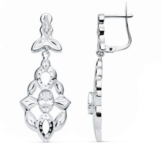 18K PENDIENTES ORO BLANCO CUBANAS 38X14 MM