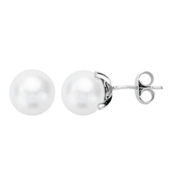 18K PENDIENTES ORO BLANCO PERLA CULTIVADA 7.5-8 MM