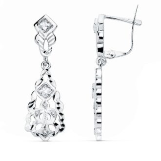 18K PENDIENTES ORO BLANCO CUBANAS 30X9 MM