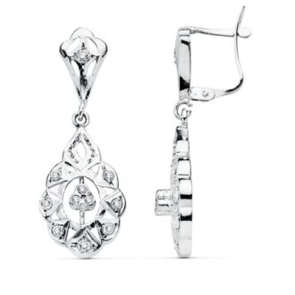 18K PENDIENTES CUBANAS ORO BLANCO 32X12 MM