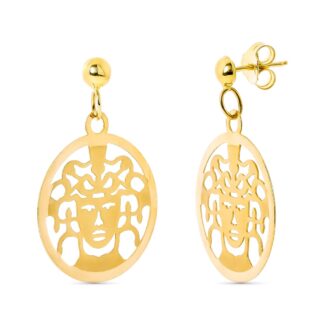 18K PENDIENTES REDONDO CALADO MEDUSA CIERRE PRESIÓN