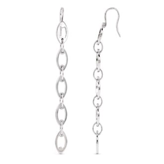 18K PENDIENTES ORO BLANCO CADENITAS. 64X5 MM CIERRE GANCHO