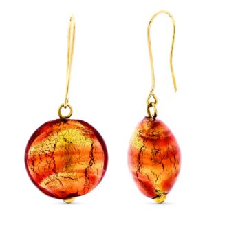 18K PENDIENTES ORO AMARILLO LARGO CRISTAL MURANO 41X18 MM