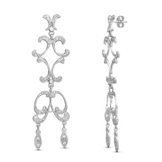 18K PENDIENTES ORO BLANCO CIRCONITA MANTILLA CARTIER 66X20 MM CIERRE PRESION