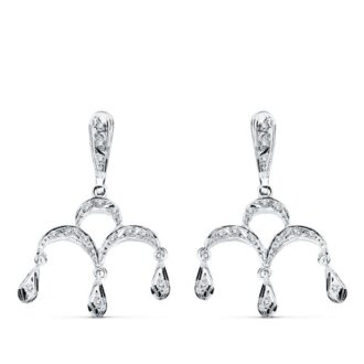 18K PENDIENTES ORO BLANCO CIRCONITAS 33X21 MM