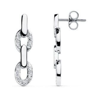 18K PENDIENTES ORO BLANCO CIRCONITAS 26X6 MM