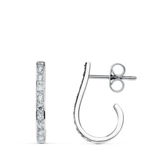 18K PENDIENTES ORO BLANCO CIRCONITAS 18X2 MM