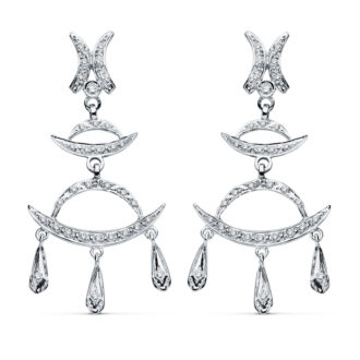 18K PENDIENTES ORO BLANCO CIRCONITAS 48X23 MM