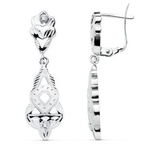 18K PENDIENTES CUBANAS ORO BLANCO 34X9 MM