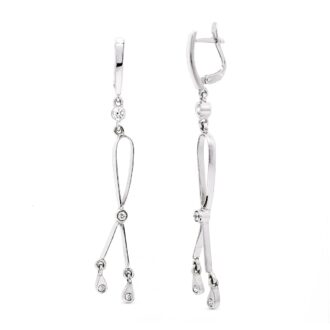 18K PENDIENTES LARGOS ORO BLANCO CON CIRCONITAS 60X7 MM