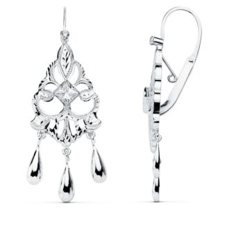 18K PENDIENTES ORO BLANCO CUBANAS 45X16 MM