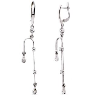 18K PENDIENTES LARGOS ORO BLANCO CIRCONITAS 59X7 MM