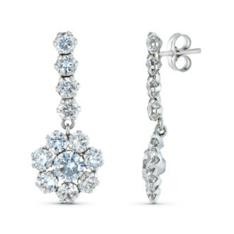 18K PENDIENTES ORO BLANCO DOS CUERPOS CON CIRCONITAS 20X12 MM. CIERRE PRESION