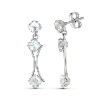 18K PENDIENTES ORO BLANCO DOS CUERPOS CON CIRCONITAS 25X6 MM. CIERRE TUERCA