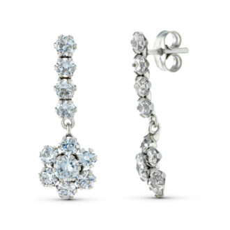 18K PENDIENTES ORO BLANCO DOS CUERPOS CON CIRCONITAS 25X9 MM. CIERRE PRESION