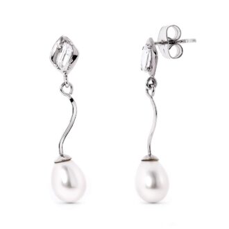 18K PENDIENTES ORO BLANCO Y PERLA Y CIRCONITAS