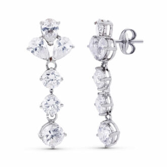 18K PENDIENTES ORO BLANCO LARGOS NOVIA 30X11 MM CIERRE PRESION