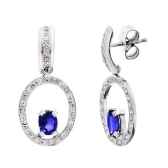 18K PENDIENTES ORO BLANCO ZAFIRO Y CIRCONITAS