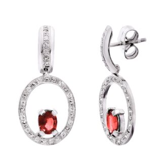 18K PENDIENTES ORO BLANCO RUBI Y CIRCONITAS