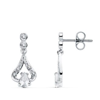 18K PENDIENTES ORO BLANCO CIRCONITAS 18X8 MM