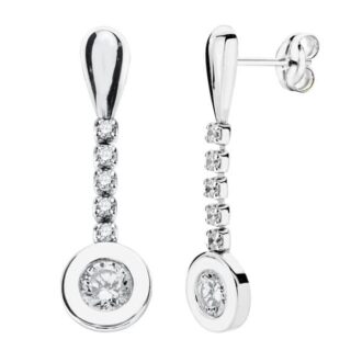 18K PENDIENTES ORO BLANCO CIRCONITAS 25X7 MM