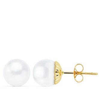 18K PENDIENTES PERLA BOTON 9-9.5 MM