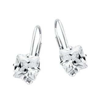 18K PENDIENTES ORO BLANCO PIEDRA CUADRADA 7X7 MM