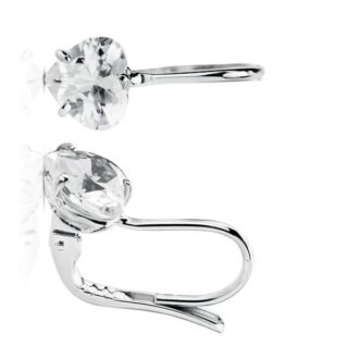 18K PENDIENTES ORO BLANCO PIEDRA CORAZON 7X7 MM