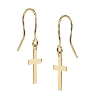 18K PENDIENTES CRUZ LISA 12X7 MM