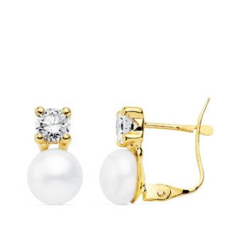 18K PENDIENTES TU Y YO. 11X6.5 MM CIRCONITA