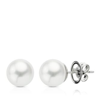 18K PENDIENTES ORO BLANCO PERLA AUSTRALIANA 9.5-10 MM