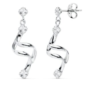 18K PENDIENTES LARGOS ORO BLANCO CIRCONITAS