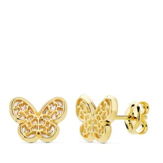 18K PENDIENTES ORO AMARILLO MARIPOSA NACAR 9X8 MM